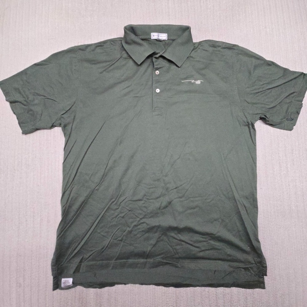 Peter Millar Polo Shirt Mens Large Green Golf Stretch Cotton Casual